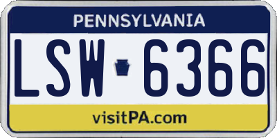 PA license plate LSW6366