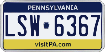 PA license plate LSW6367