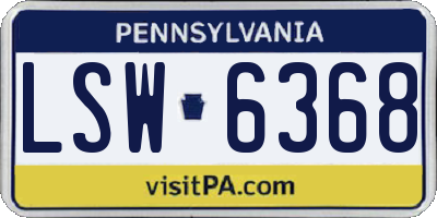 PA license plate LSW6368