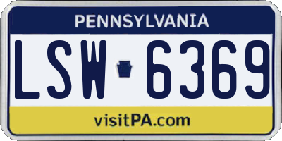 PA license plate LSW6369