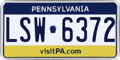 PA license plate LSW6372