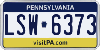 PA license plate LSW6373