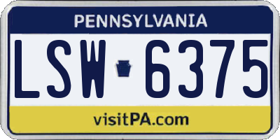 PA license plate LSW6375