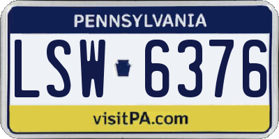 PA license plate LSW6376