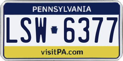 PA license plate LSW6377