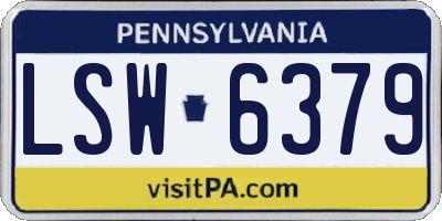 PA license plate LSW6379