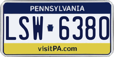 PA license plate LSW6380