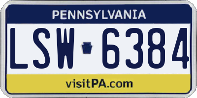 PA license plate LSW6384