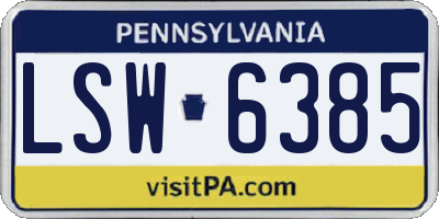PA license plate LSW6385