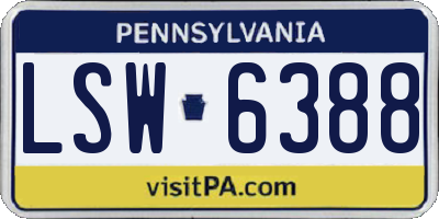 PA license plate LSW6388