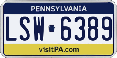 PA license plate LSW6389