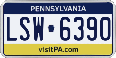 PA license plate LSW6390