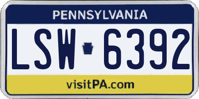 PA license plate LSW6392