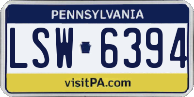 PA license plate LSW6394