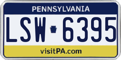 PA license plate LSW6395