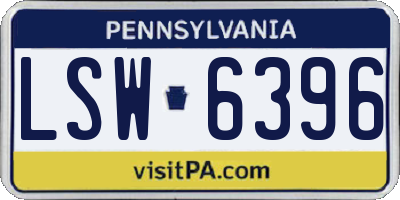 PA license plate LSW6396