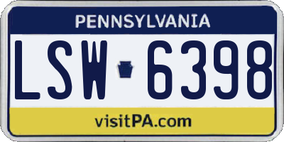 PA license plate LSW6398