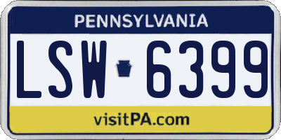 PA license plate LSW6399
