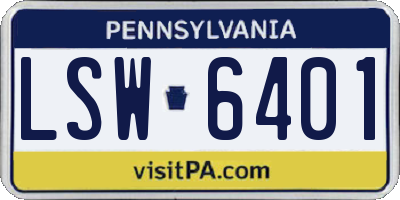 PA license plate LSW6401