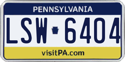 PA license plate LSW6404