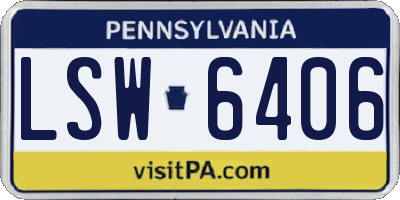 PA license plate LSW6406