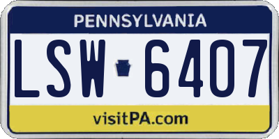 PA license plate LSW6407
