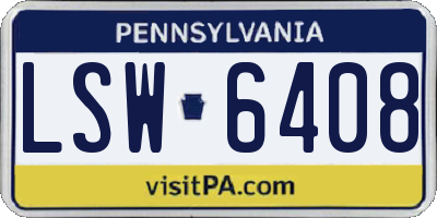PA license plate LSW6408