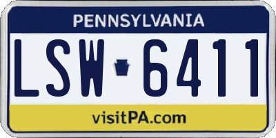 PA license plate LSW6411