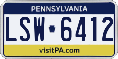 PA license plate LSW6412