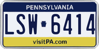PA license plate LSW6414