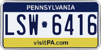 PA license plate LSW6416