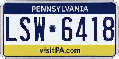 PA license plate LSW6418