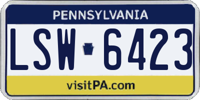 PA license plate LSW6423