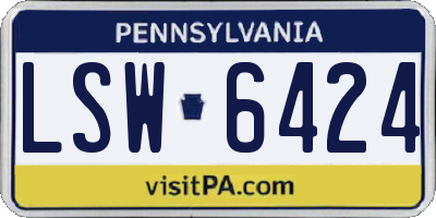 PA license plate LSW6424