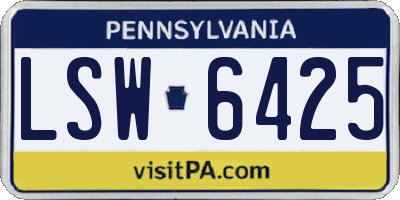 PA license plate LSW6425