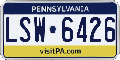 PA license plate LSW6426
