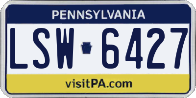 PA license plate LSW6427