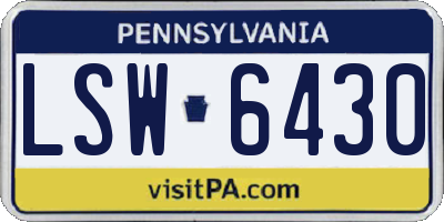 PA license plate LSW6430