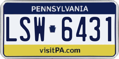 PA license plate LSW6431