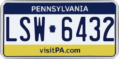 PA license plate LSW6432
