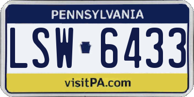 PA license plate LSW6433