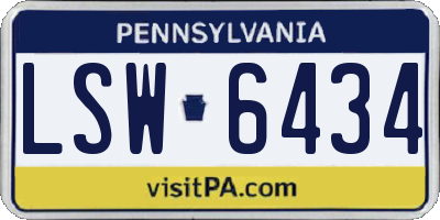 PA license plate LSW6434