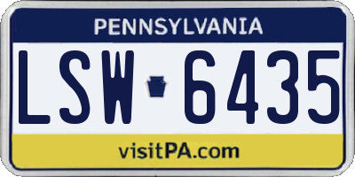 PA license plate LSW6435