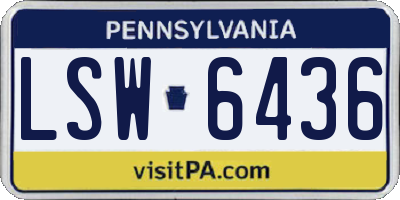 PA license plate LSW6436