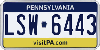 PA license plate LSW6443