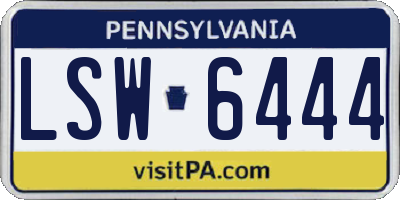 PA license plate LSW6444