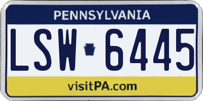 PA license plate LSW6445