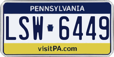 PA license plate LSW6449