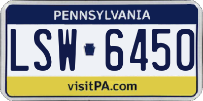 PA license plate LSW6450