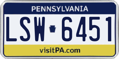PA license plate LSW6451